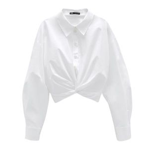 Zara Cropped Poplin Shirt White Sz XS (NWT)